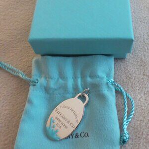 Tiffany & Co. Large Return To Tiffany RTT Blue Splash Oval Tag Charm Pendant